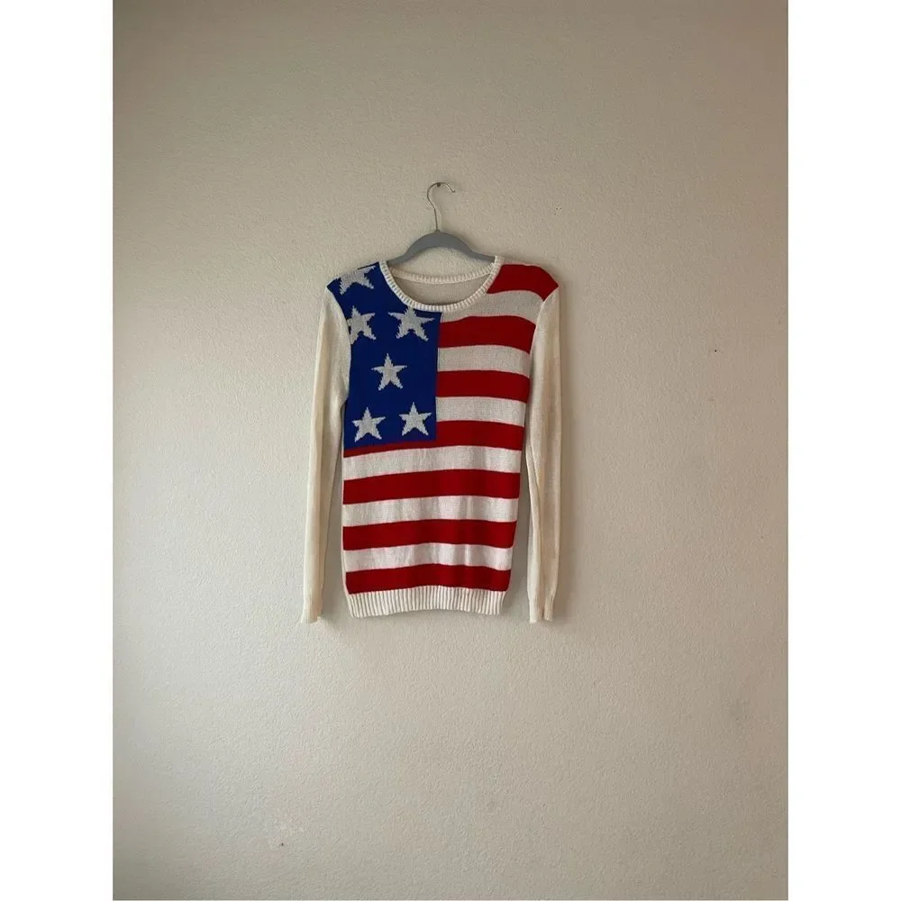 American flag themed sweater xs‎